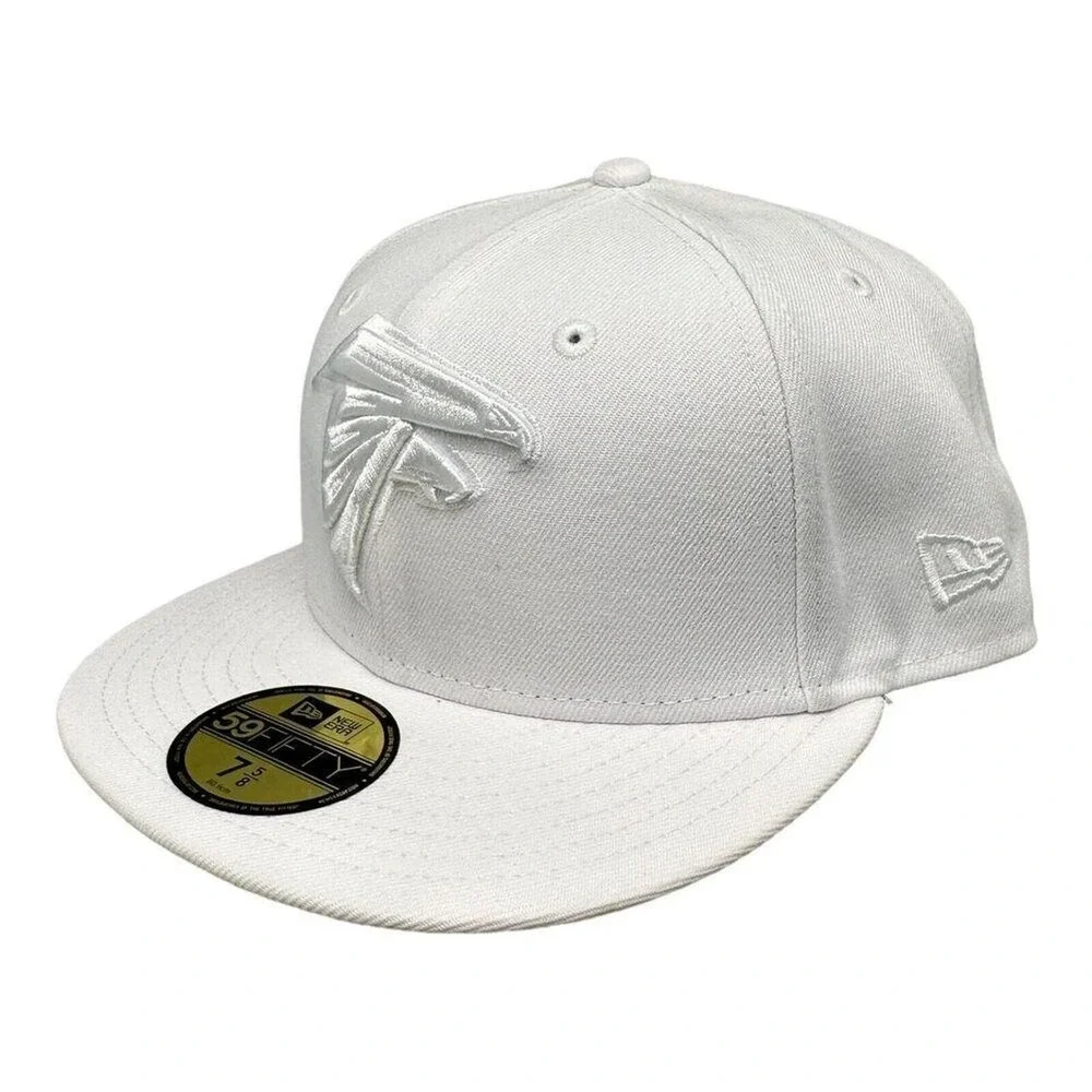 New Era 59FIFTY Atlanta Falcons Hat Triple White Fitted‎ 7 5/8 Mens NFL Cap